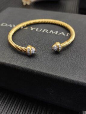 David Yurman Gold Cable Bracelet  with Diamond Accents 💎5mm